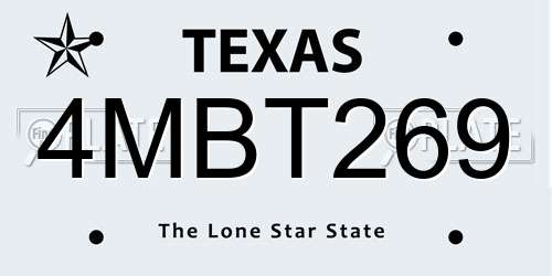4MBT269 Texas License Plate