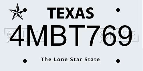 4MBT769 Texas License Plate