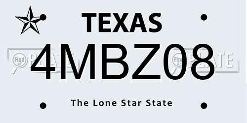 4MBZ08 Texas License Plate