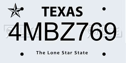 4MBZ769 Texas License Plate