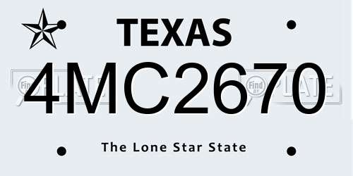 4MC2670 Texas License Plate