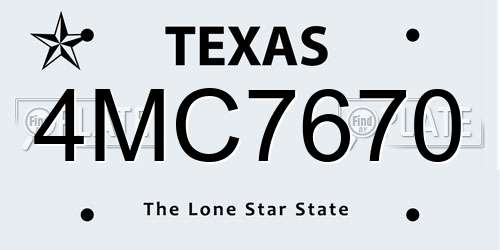 4MC7670 Texas License Plate