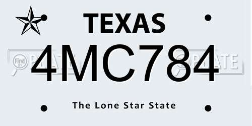 4MC784 Texas License Plate