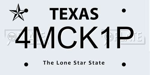 4MCK1P Texas License Plate