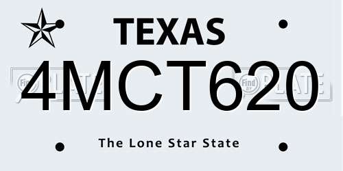 4MCT620 Texas License Plate