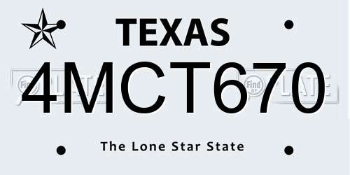 4MCT670 Texas License Plate