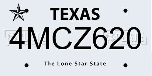 4MCZ620 Texas License Plate