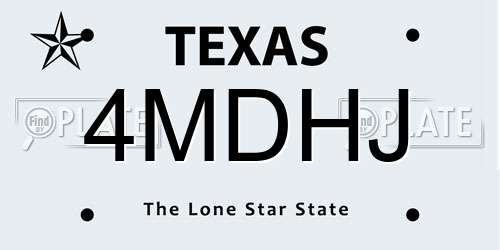 4MDHJ Texas License Plate