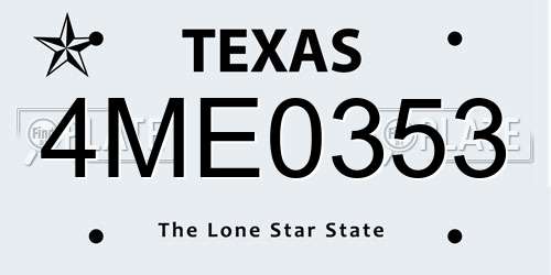 4ME0353 Texas License Plate