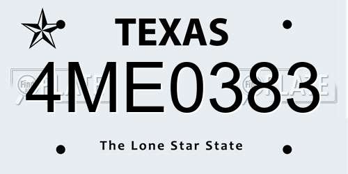 4ME0383 Texas License Plate
