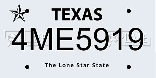 4ME5919 Texas License Plate