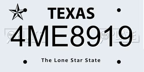 4ME8919 Texas License Plate