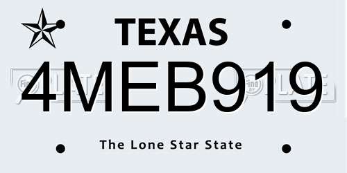 4MEB919 Texas License Plate