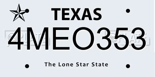 4MEO353 Texas License Plate