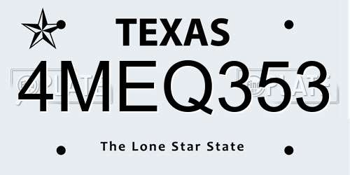 4MEQ353 Texas License Plate