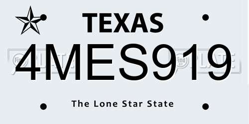 4MES919 Texas License Plate