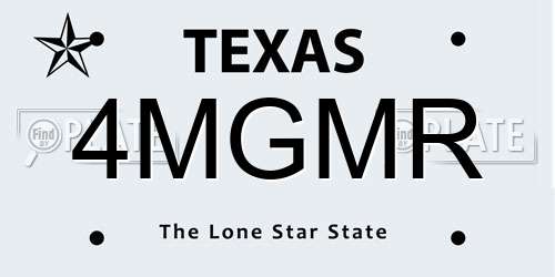 4MGMR Texas License Plate
