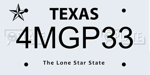 4MGP33 Texas License Plate