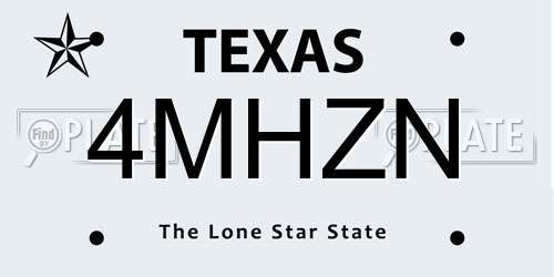 4MHZN Texas License Plate