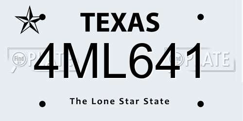 4ML641 Texas License Plate
