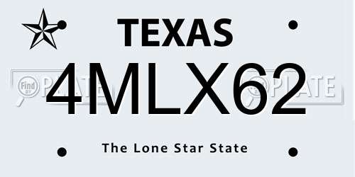 4MLX62 Texas License Plate