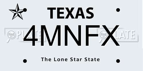 4MNFX Texas License Plate
