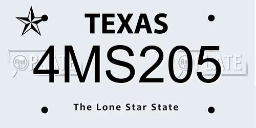4MS205 Texas License Plate