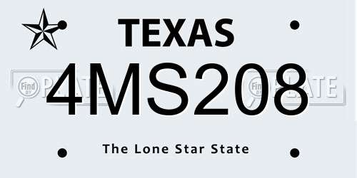 4MS208 Texas License Plate