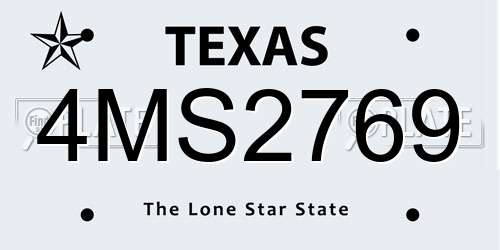4MS2769 Texas License Plate