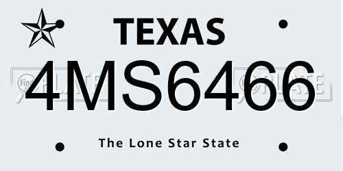 4MS6466 Texas License Plate