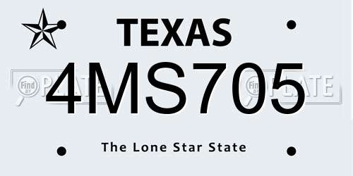 4MS705 Texas License Plate