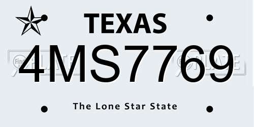 4MS7769 Texas License Plate