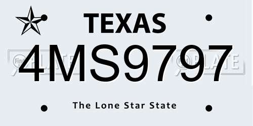 4MS9797 Texas License Plate