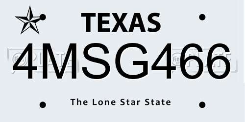 4MSG466 Texas License Plate