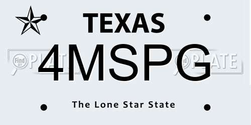 4MSPG Texas License Plate