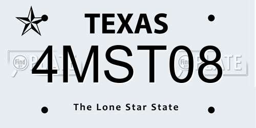 4MST08 Texas License Plate