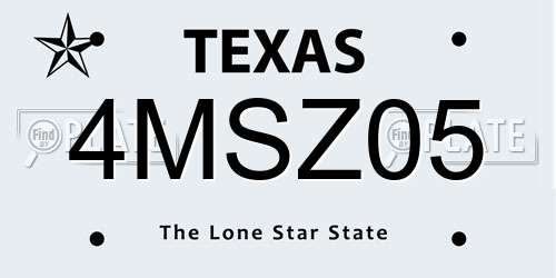 4MSZ05 Texas License Plate