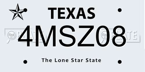 4MSZ08 Texas License Plate