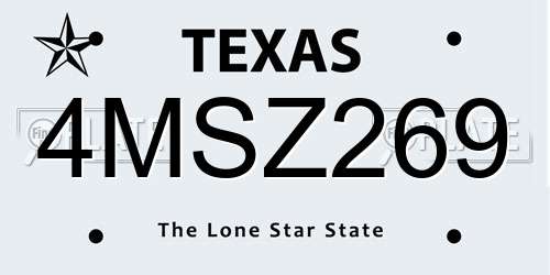 4MSZ269 Texas License Plate