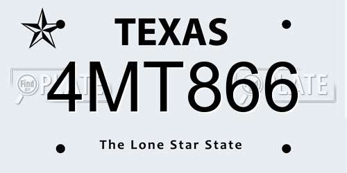 4MT866 Texas License Plate
