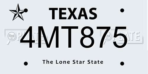 4MT875 Texas License Plate