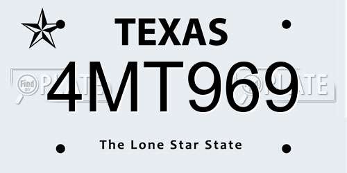 4MT969 Texas License Plate