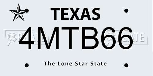 4MTB66 Texas License Plate