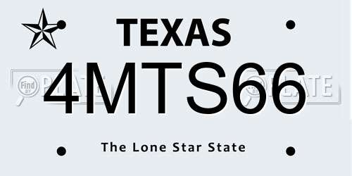 4MTS66 Texas License Plate