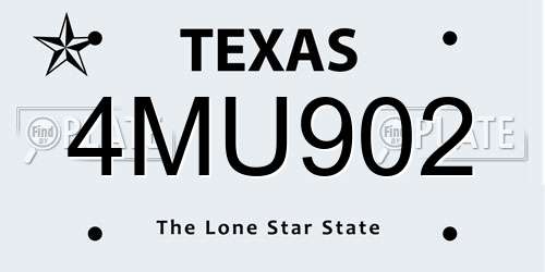 4MU902 Texas License Plate