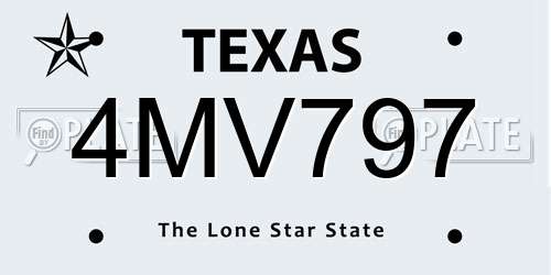 4MV797 Texas License Plate