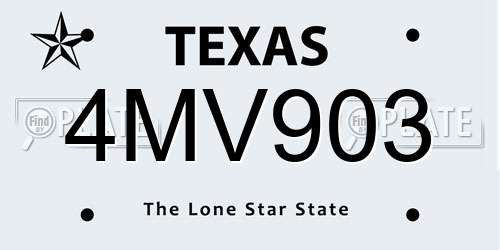 4MV903 Texas License Plate