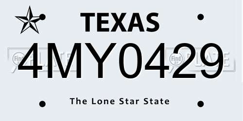 4MY0429 Texas License Plate