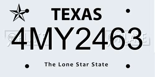 4MY2463 Texas License Plate