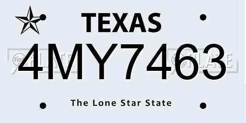 4MY7463 Texas License Plate